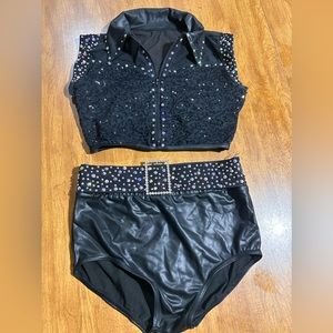 Weissman 2pcs jacket and bikini, set rhinestones Size L child